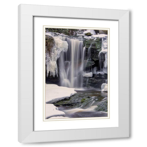 West Virginia, Blackwater Falls Frozen waterfall White Modern Wood Framed Art Print with Double Matting by OBrien, Jay