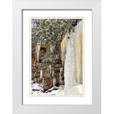 West Virginia, Blackwater Falls Frozen waterfall White Modern Wood Framed Art Print with Double Matting by OBrien, Jay