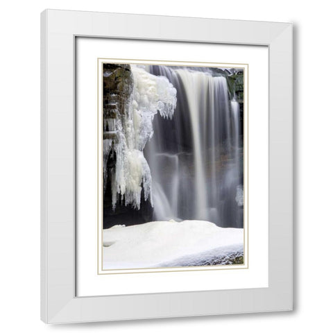 West Virginia, Blackwater Falls Frozen waterfall White Modern Wood Framed Art Print with Double Matting by OBrien, Jay