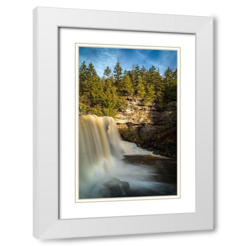West Virginia-Blackwater Falls Waterfall landscape in winter  White Modern Wood Framed Art Print with Double Matting by Jaynes Gallery