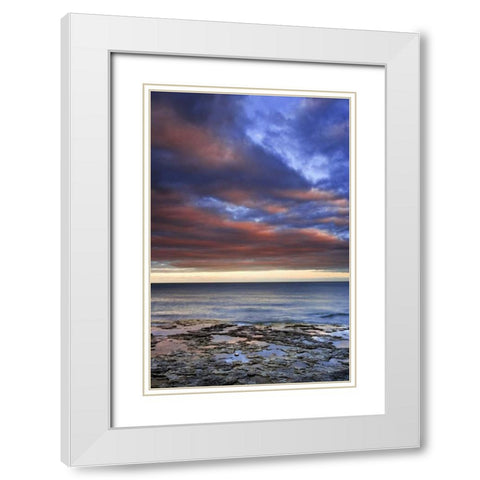 Wisconsin Sunrise on clouds over Lake Michigan White Modern Wood Framed Art Print with Double Matting by Flaherty, Dennis
