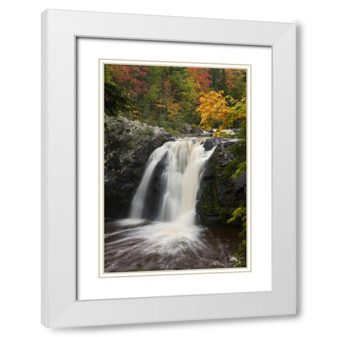 Wisconsin, Pattison SP Little Manitou Falls White Modern Wood Framed Art Print with Double Matting by Grall, Don