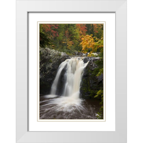 Wisconsin, Pattison SP Little Manitou Falls White Modern Wood Framed Art Print with Double Matting by Grall, Don