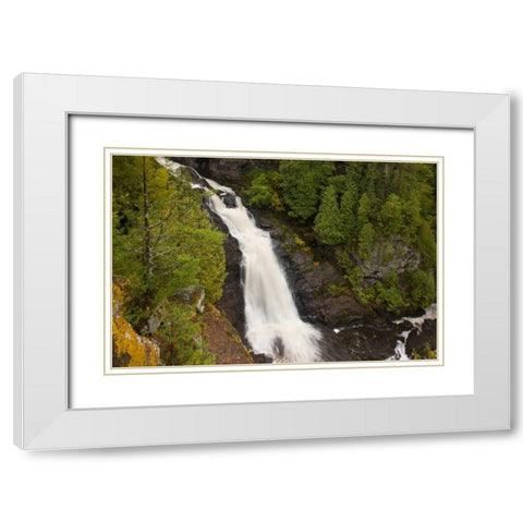 Wisconsin, Pattison SP Big Manitou Falls White Modern Wood Framed Art Print with Double Matting by Grall, Don
