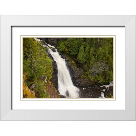 Wisconsin, Pattison SP Big Manitou Falls White Modern Wood Framed Art Print with Double Matting by Grall, Don