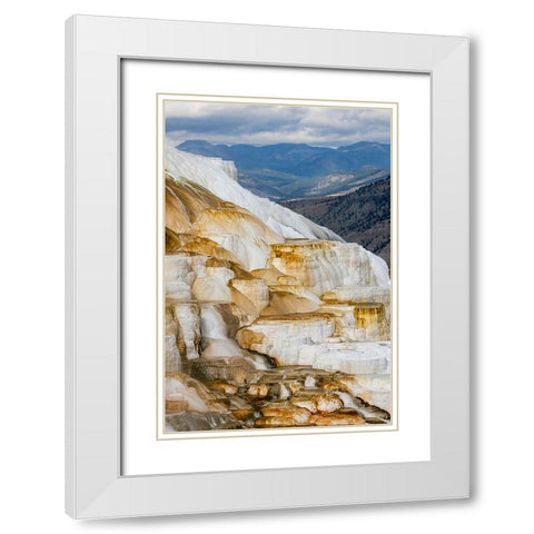 Colorful terrace-Canary Spring-Mammoth Hot Springs-Yellowstone National Park-Wyoming White Modern Wood Framed Art Print with Double Matting by Jones, Adam