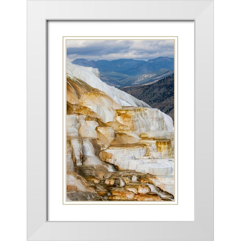 Colorful terrace-Canary Spring-Mammoth Hot Springs-Yellowstone National Park-Wyoming White Modern Wood Framed Art Print with Double Matting by Jones, Adam
