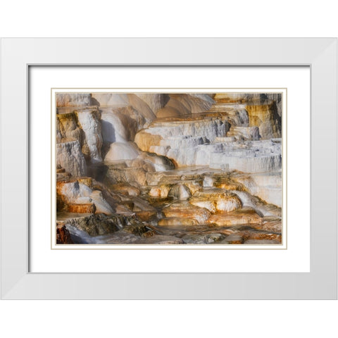 Colorful terrace-Canary Spring-Mammoth Hot Springs-Yellowstone National Park-Wyoming White Modern Wood Framed Art Print with Double Matting by Jones, Adam