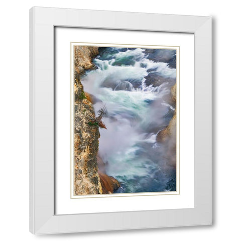 Yellowstone River at sunrise from Artist Point-Yellowstone National Park-Wyoming White Modern Wood Framed Art Print with Double Matting by Jones, Adam