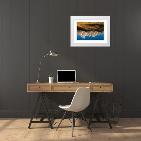 Teton Range reflected in Snake River from Schwabacher Landing-Grand Teton National Park-Wyoming White Modern Wood Framed Art Print with Double Matting by Jones, Adam