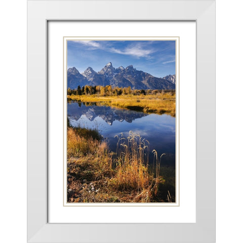 Teton Range from Schwabacher Landing-Grand Teton National Park-Wyoming White Modern Wood Framed Art Print with Double Matting by Jones, Adam