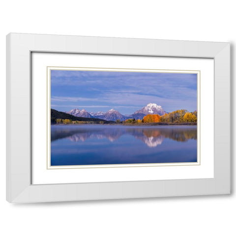 Autumn view of Mount Moran and Snake River-Grand Teton National Park-Wyoming White Modern Wood Framed Art Print with Double Matting by Jones, Adam