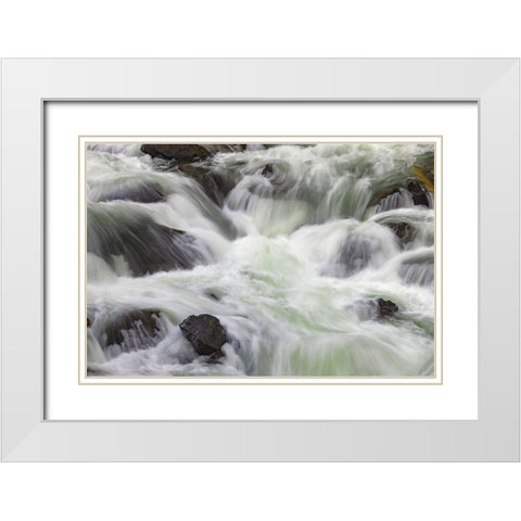 Flowing water in Firehole River-Yellowstone National Park-Wyoming White Modern Wood Framed Art Print with Double Matting by Jones, Adam