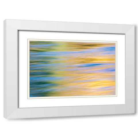 Sunset colors and trees reflecting on Snake River-Grand Teton National Park-Wyoming White Modern Wood Framed Art Print with Double Matting by Jones, Adam