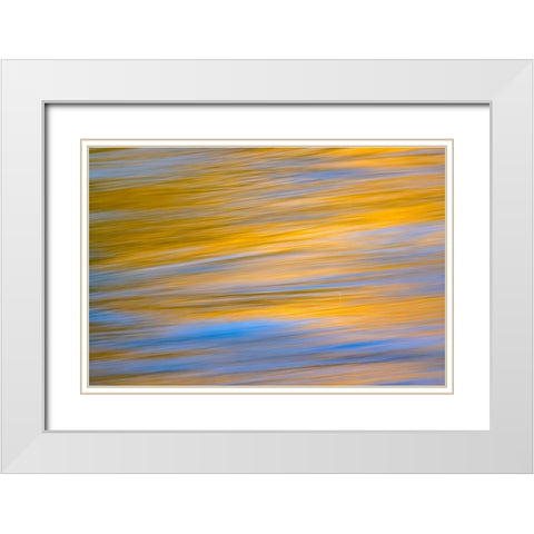 Sunset colors and trees reflecting on Snake River-Grand Teton National Park-Wyoming White Modern Wood Framed Art Print with Double Matting by Jones, Adam