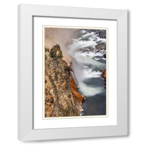 Turbulent water below Lower Falls-Grand Canyon of the Yellowstone-Yellowstone National Park-Wyoming White Modern Wood Framed Art Print with Double Matting by Jones, Adam