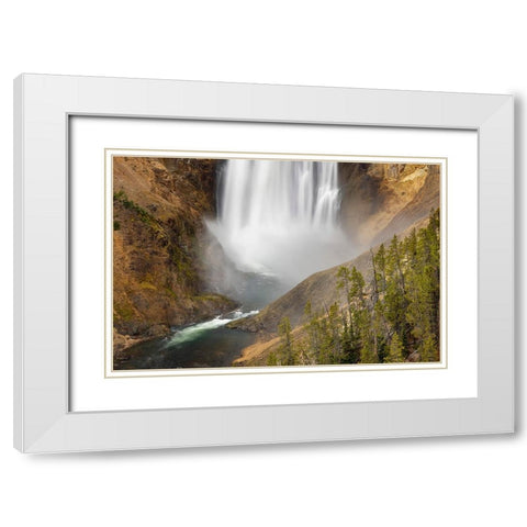 Lower Falls-Grand Canyon of the Yellowstone-Yellowstone National Park-Wyoming White Modern Wood Framed Art Print with Double Matting by Jones, Adam