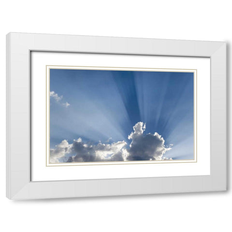 Crepuscular or Gods rays streak past cloud White Modern Wood Framed Art Print with Double Matting by Paulson, Don