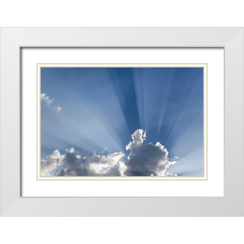 Crepuscular or Gods rays streak past cloud White Modern Wood Framed Art Print with Double Matting by Paulson, Don