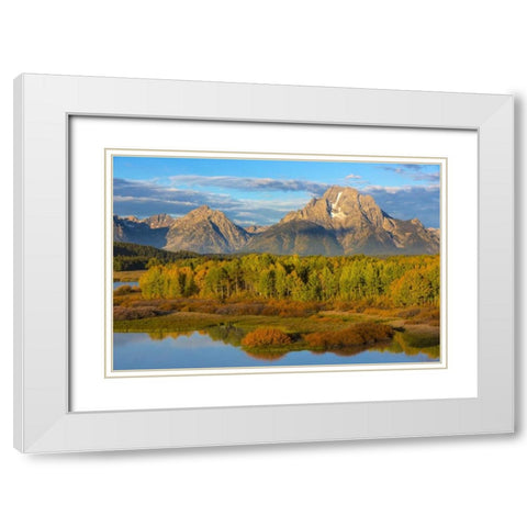 Wyoming, Grand Teton NP Sunrise on Snake River White Modern Wood Framed Art Print with Double Matting by Paulson, Don