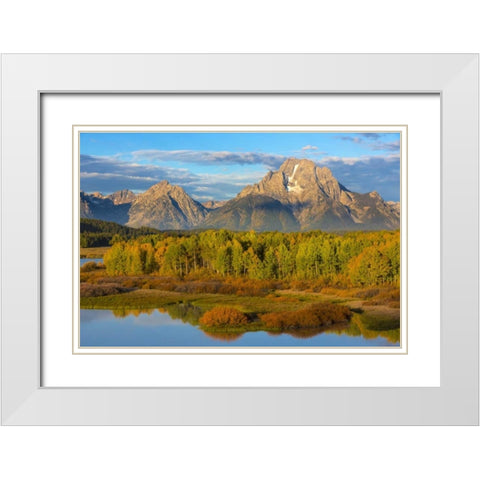 Wyoming, Grand Teton NP Sunrise on Snake River White Modern Wood Framed Art Print with Double Matting by Paulson, Don