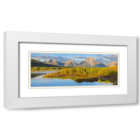 WY, Grand Tetons Sunrise on Snake River White Modern Wood Framed Art Print with Double Matting by Paulson, Don