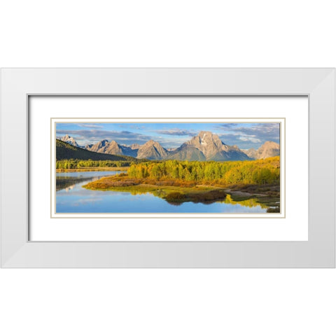 WY, Grand Tetons Sunrise on Snake River White Modern Wood Framed Art Print with Double Matting by Paulson, Don