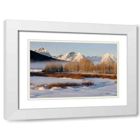 Wyoming, Grand Tetons NP Oxbow Bend in winter White Modern Wood Framed Art Print with Double Matting by Bush, Marie