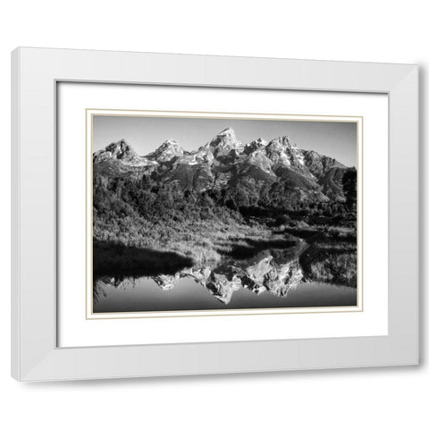 USA, Wyoming, Grand Teton NP Mountain sunrise White Modern Wood Framed Art Print with Double Matting by Flaherty, Dennis