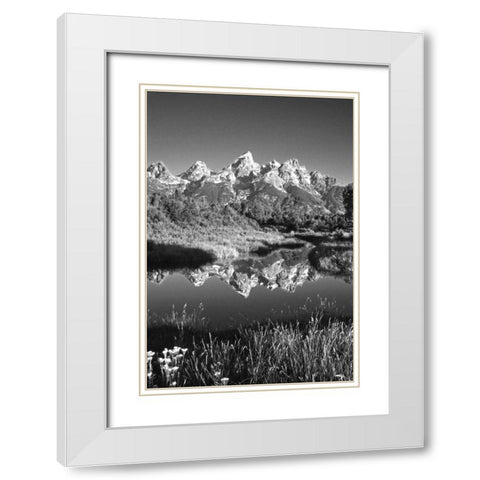 USA, Wyoming, Grand Teton NP Mountain sunrise White Modern Wood Framed Art Print with Double Matting by Flaherty, Dennis