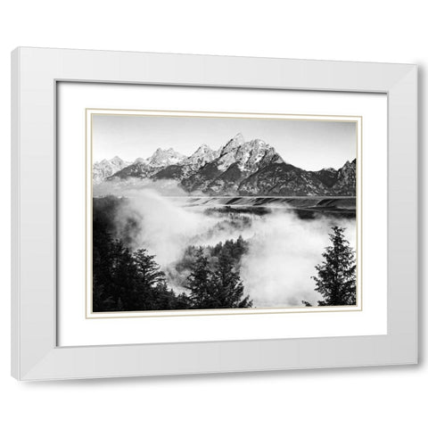 USA, Wyoming, Grand Teton NP Mountain sunrise White Modern Wood Framed Art Print with Double Matting by Flaherty, Dennis