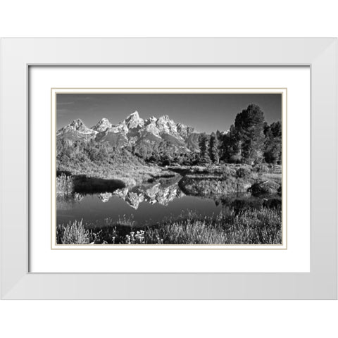 USA, Wyoming, Grand Teton NP Mountain sunrise White Modern Wood Framed Art Print with Double Matting by Flaherty, Dennis