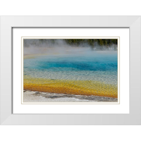 USA-Wyoming-Yellowstone National Park-Black Sand Basin-Rainbow Pool White Modern Wood Framed Art Print with Double Matting by Hopkins, Cindy Miller