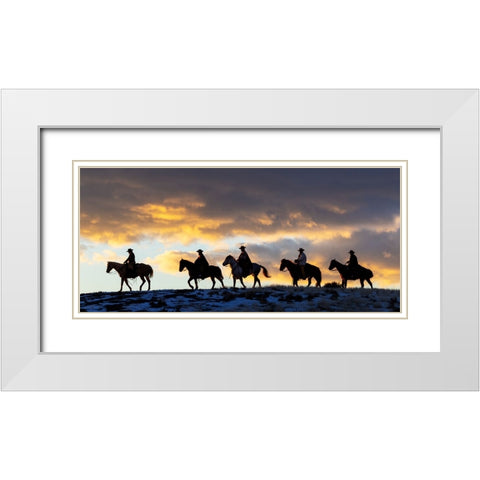 USA- Shell- Wyoming. Hideout Ranch cowboys and cowgirls White Modern Wood Framed Art Print with Double Matting by Gulin, Darrell