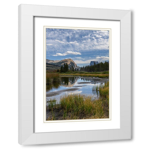 USA-Wyoming-White Rock Mountain and Squaretop Peak above Green River wetland-Wind River Mountains White Modern Wood Framed Art Print with Double Matting by Garber, Howie