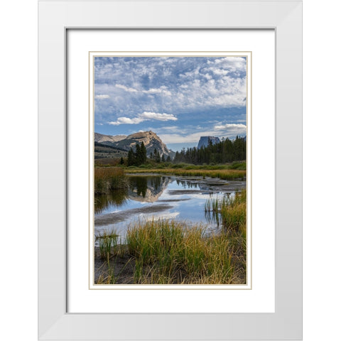 USA-Wyoming-White Rock Mountain and Squaretop Peak above Green River wetland-Wind River Mountains White Modern Wood Framed Art Print with Double Matting by Garber, Howie