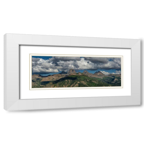 USA-Wyoming-Panoramic of Grand Teton and Teton Range from west side White Modern Wood Framed Art Print with Double Matting by Garber, Howie