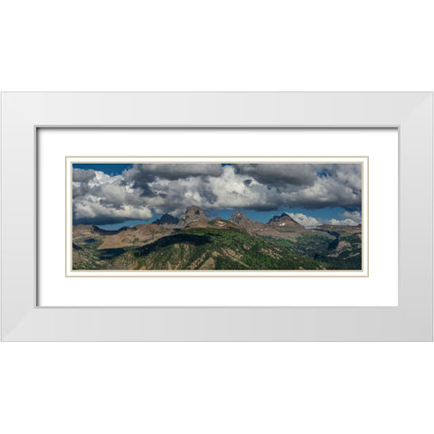 USA-Wyoming-Panoramic of Grand Teton and Teton Range from west side White Modern Wood Framed Art Print with Double Matting by Garber, Howie