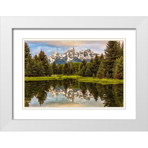 Schwabacher Landing-Tetons-Wyoming White Modern Wood Framed Art Print with Double Matting by Ford, John