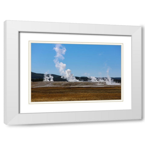 Yellowstone National Park-USA-Wyoming Old Faithful White Modern Wood Framed Art Print with Double Matting by Sienda, Jolly