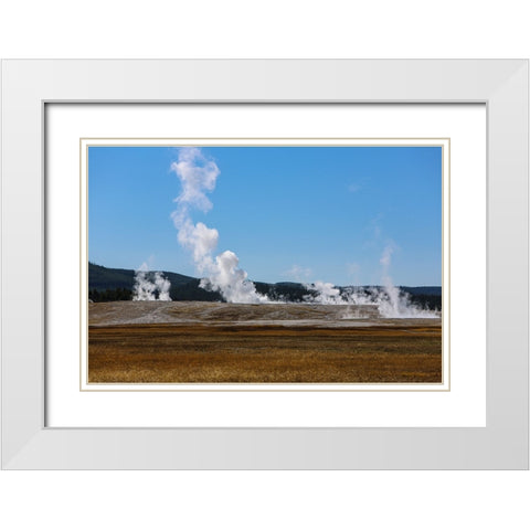 Yellowstone National Park-USA-Wyoming Old Faithful White Modern Wood Framed Art Print with Double Matting by Sienda, Jolly