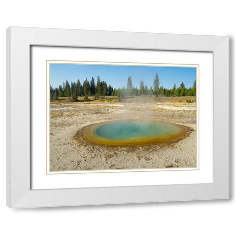 Wyoming- Yellowstone National Park. West Thumb Geyser Basin- Abyss Pool White Modern Wood Framed Art Print with Double Matting by Wild, Jamie and Judy