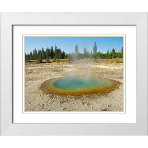 Wyoming- Yellowstone National Park. West Thumb Geyser Basin- Abyss Pool White Modern Wood Framed Art Print with Double Matting by Wild, Jamie and Judy