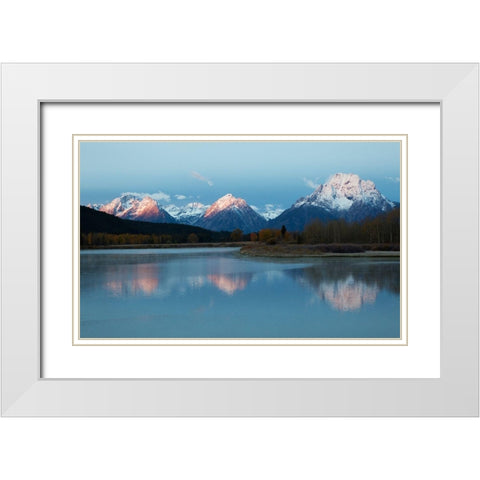 Oxbow Bend-Autumn Sunrise White Modern Wood Framed Art Print with Double Matting by Archer, Ken
