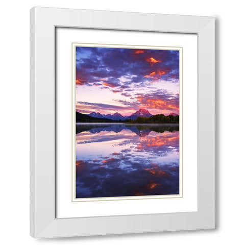 Dawn light over the Tetons from Oxbow Bend-Grand Teton National Park-Wyoming-USA White Modern Wood Framed Art Print with Double Matting by Bishop, Russ
