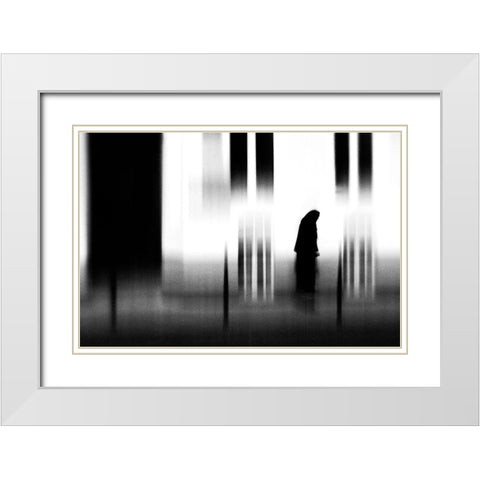 Untitled White Modern Wood Framed Art Print with Double Matting by Bousca, Bogdan