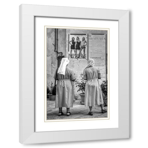 Chicky Girls White Modern Wood Framed Art Print with Double Matting by Grimaldi, Giuseppe