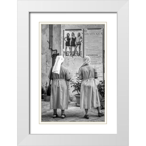 Chicky Girls White Modern Wood Framed Art Print with Double Matting by Grimaldi, Giuseppe