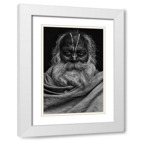 Indian Dark Face White Modern Wood Framed Art Print with Double Matting by AL Farsi, Haitham