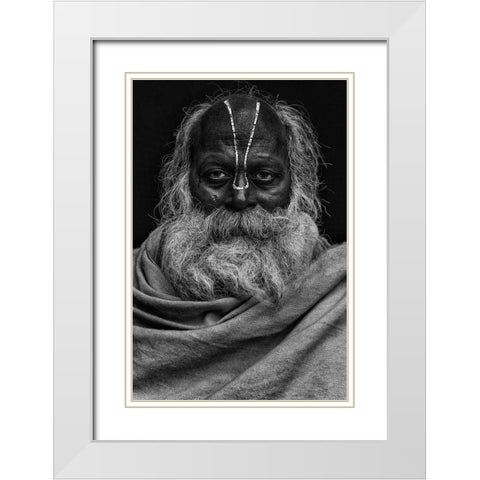 Indian Dark Face White Modern Wood Framed Art Print with Double Matting by AL Farsi, Haitham